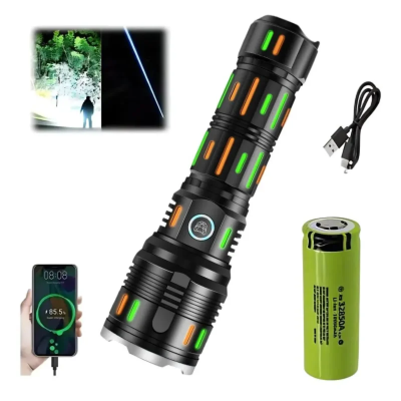 Linterna Potente 3000m Alcance USB-C y Función Power Bank 5000 lumenes