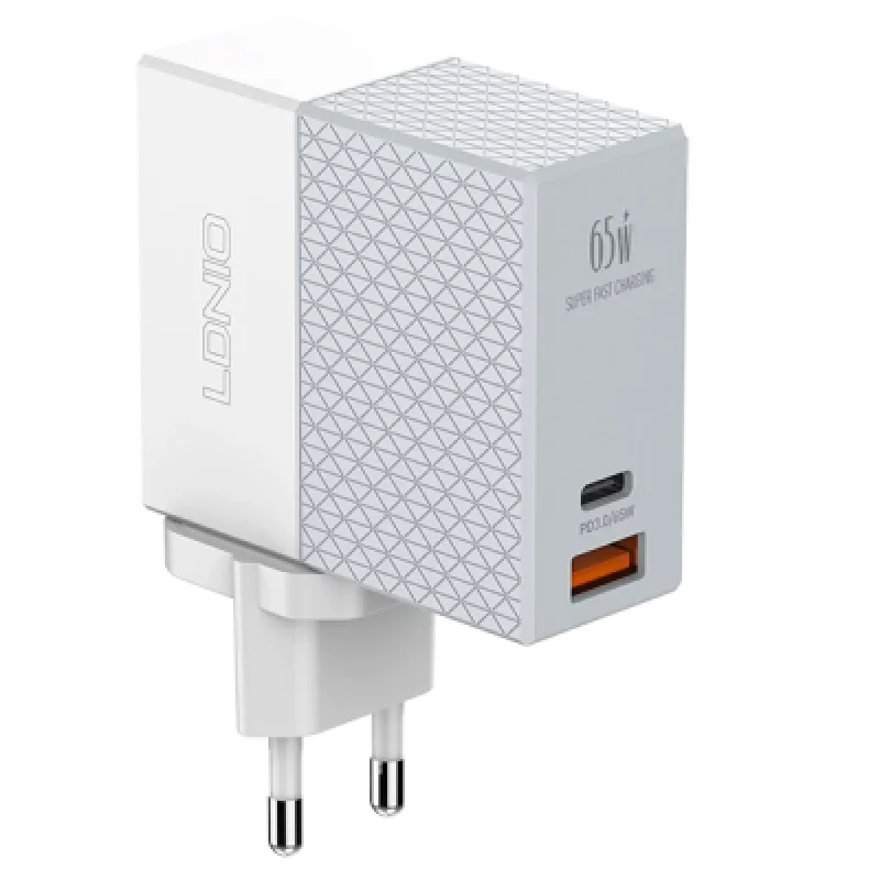 Adaptador Carga Rápida LDNIO A2620C 65W PD | USB-C + USB-A