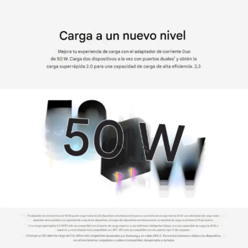 Cargador Samsung 50W Duo con 2 Puertos USB C – Carga Súper Rápida