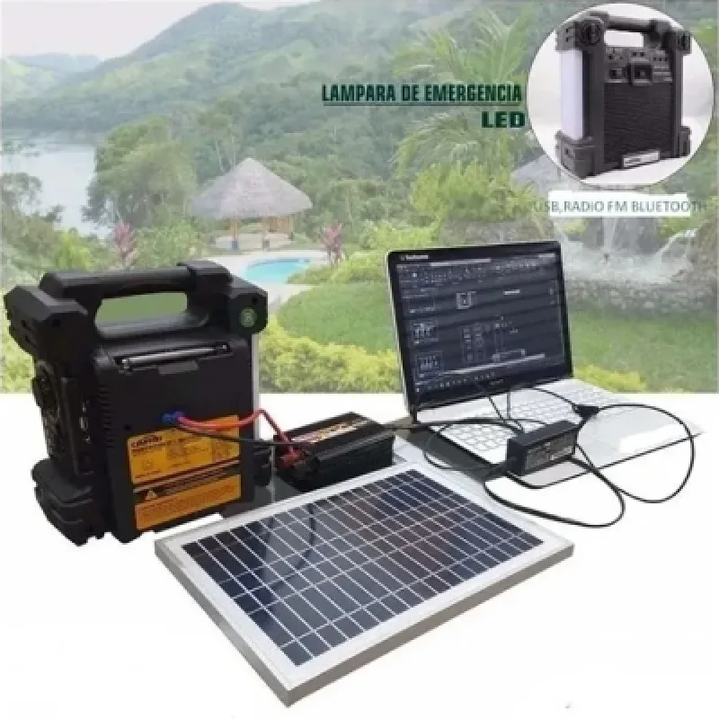 Kit Solar Portátil Cafini CN TY3999FM BT: Energía Solar 12V 20000mAh Carga Rápida y Iluminación para Dispositivos y Más
