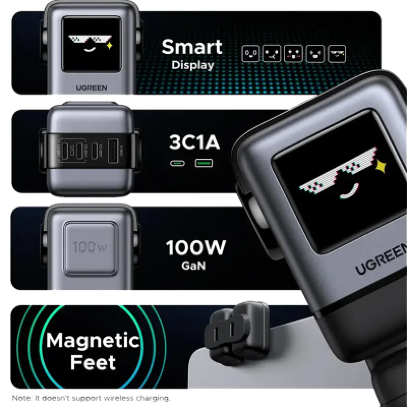 Cargador Ugreen 100W GaN Robot 4 Puertos USB-C | Carga Rápida🔋