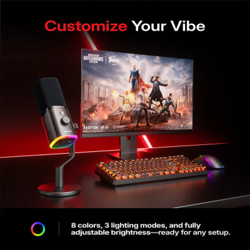 Micrófonos Maono PD100W Inalámbrico RGB USB Podcast Gaming