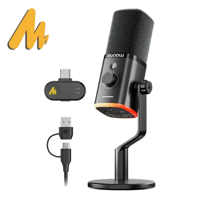 Micrófono Inalámbrico Maono PD100W RGB USB para Streaming y Podcast 🎙️