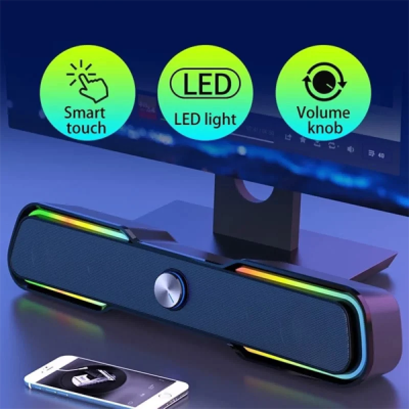 Barra de Sonido Halion HA SB08 Bluetooth RGB | Sonido Inmersivo para Gaming y PC