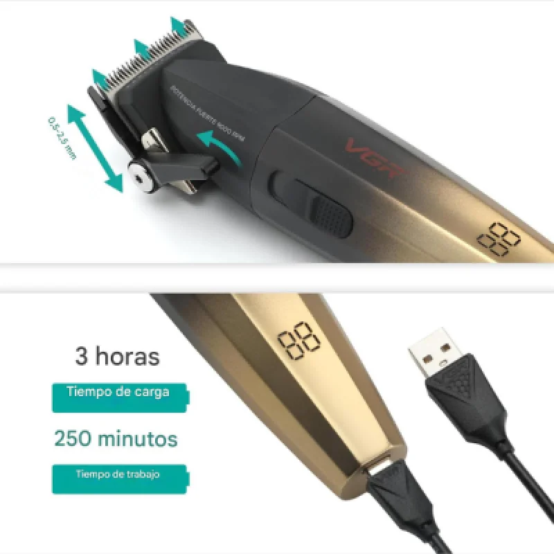 Máquina Cortadora de Cabello VGR V 003 Profesional Inalámbrica