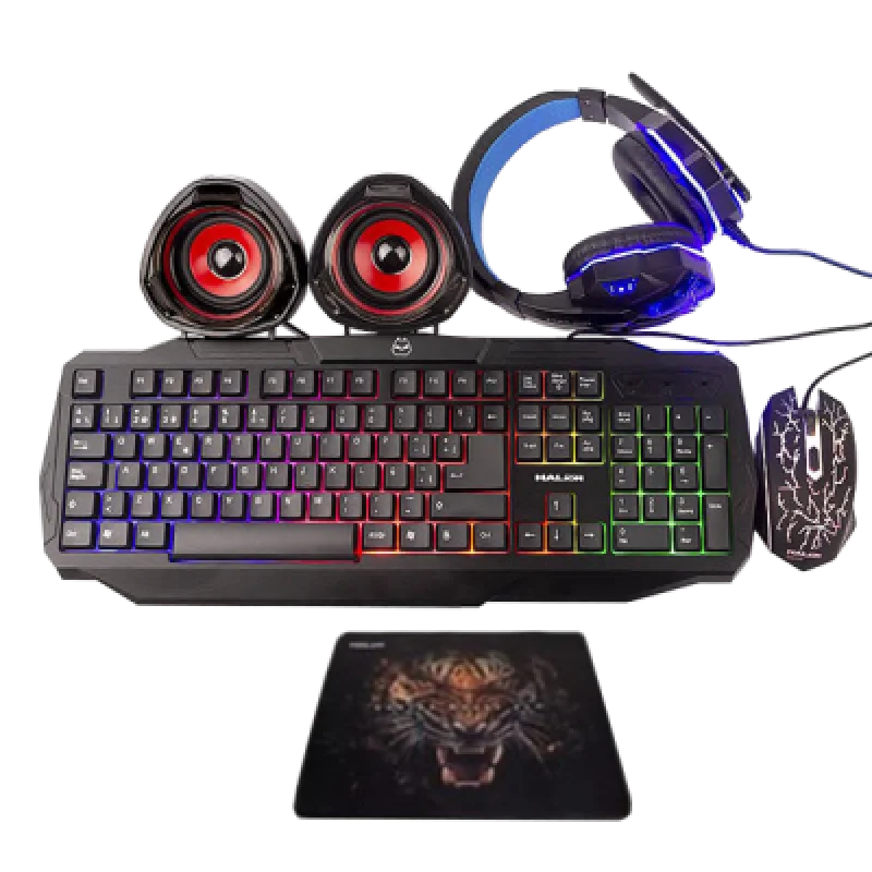 Combo Gamer Halion 5 en 1 HA 830C | Teclado Mecánico Mouse Parlante Audífono y Mousepad