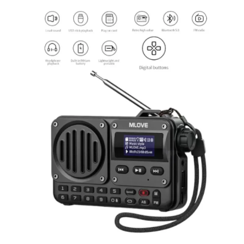 Mini Radio Portátil Bt FM SD USB Batería Litio 20 h – Speak