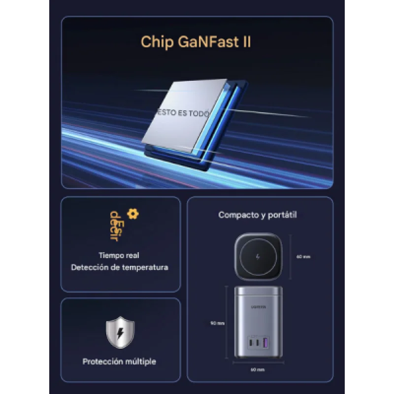 UGREEN CD342 90905 – Estación de Carga GaN 100W con MagSafe