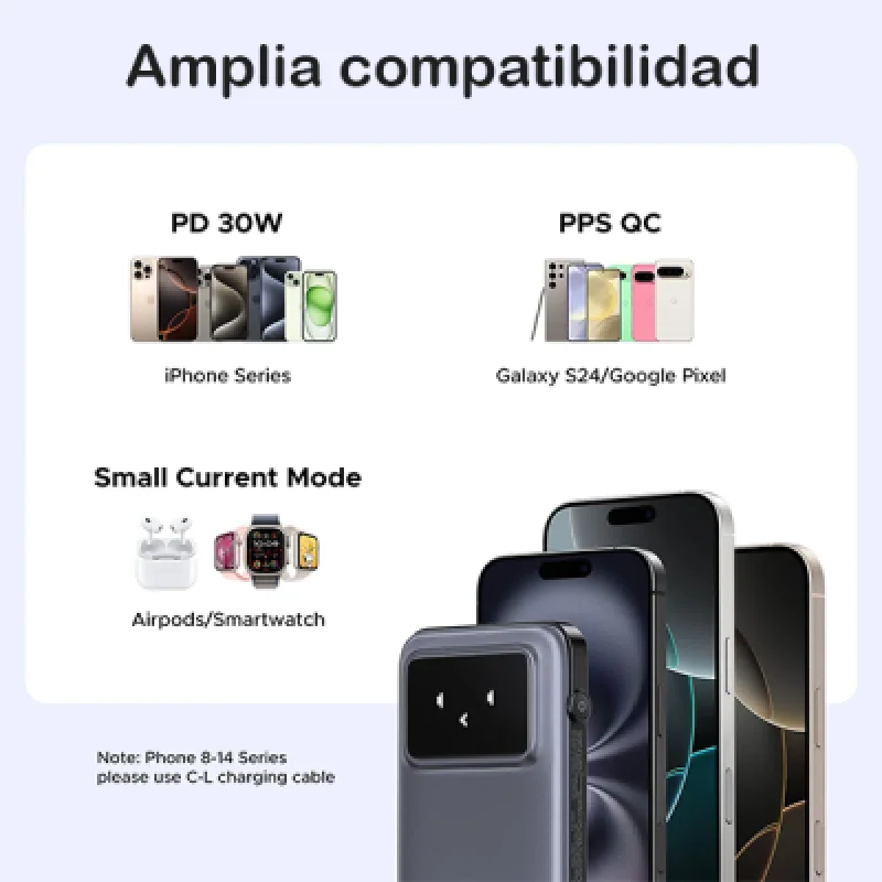 Cargador Portátil Ugreen 10000mAh 30W con Cable USB C🔋 Pantalla TFT ⚡Compacto y Rápido para iPhone y Android
