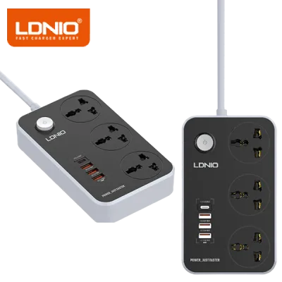 Supresor de Picos LDNIO SC3412 con 3 Tomacorrientes y 4 puertos usb
