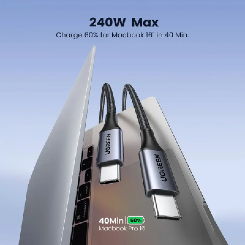 Cable USB-C Ugreen 240W PD 3.1 1M | Carga Rápida para MacBook y iPhone