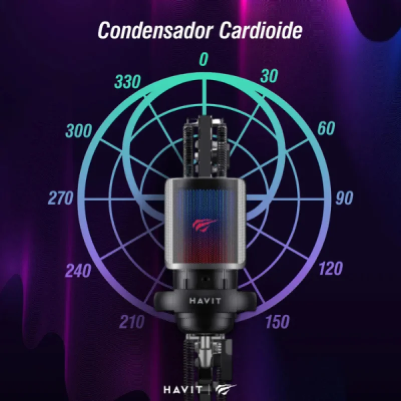 Micrófono Havit GK50 Pro RGB USB para Gaming y Streaming