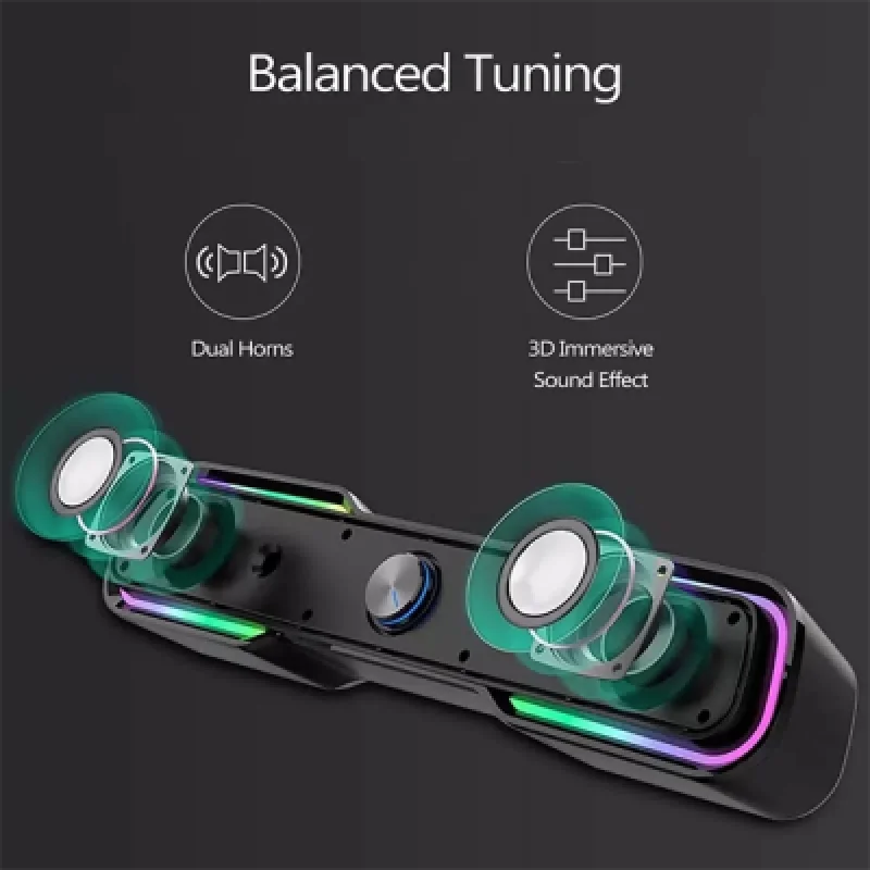 Barra de Sonido Halion HA SB08 Bluetooth RGB | Sonido Inmersivo para Gaming y PC