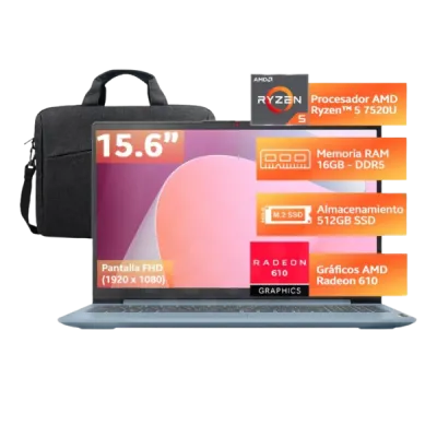 Laptop Lenovo IdeaPad Slim 3 Ryzen 5 7520U / 16GB RAM 15.6″ FHD