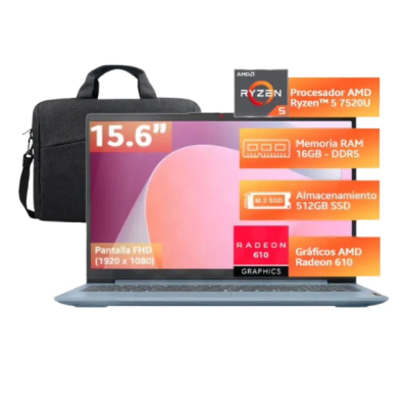 Laptop Lenovo IdeaPad Slim 3 Ryzen 5 7520U / 16GB RAM / 512 GB SSD