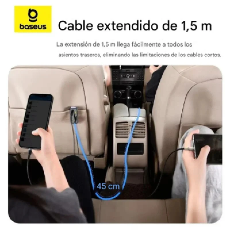 Baseus BackseatPal L1 – Cargador de Auto 3×USB A + 3×USB C 110 W
