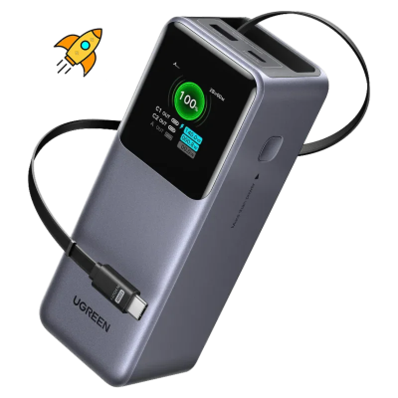 Power Bank Ugreen Nexode 20000mAh 165W USB-C Retráctil | Carga Rápida⚡