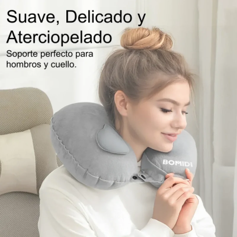 ⭐ Almohada de Cuello Inflable BOMIDI U02 | Ideal para Casa o Viaje
