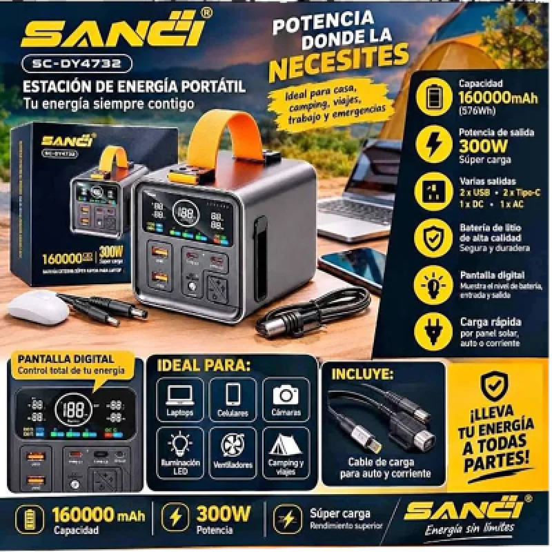 🔋 Power Bank SANCI 160000mAh 300W para Laptop SC-DY4732