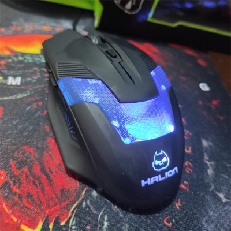 Mouse Gamer Halion HA 919P RGB con Mousepad | Diseño Futurista y Alta Sensibilidad