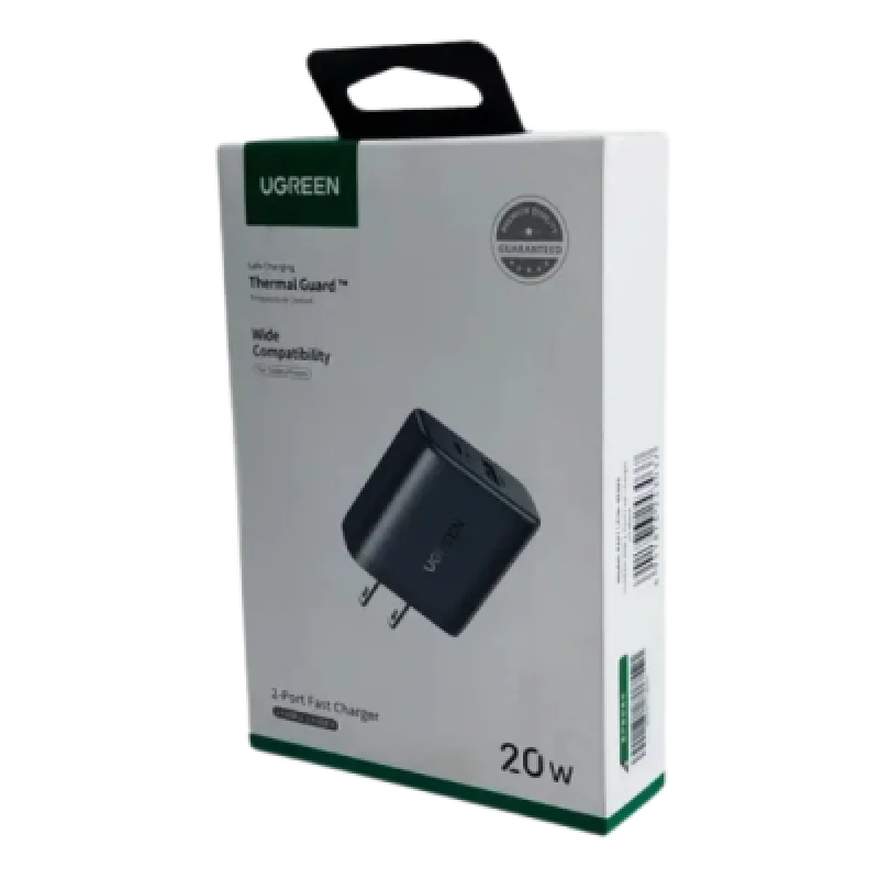 Cargador 2 en 1 Ugreen 20W – USB C + USB A