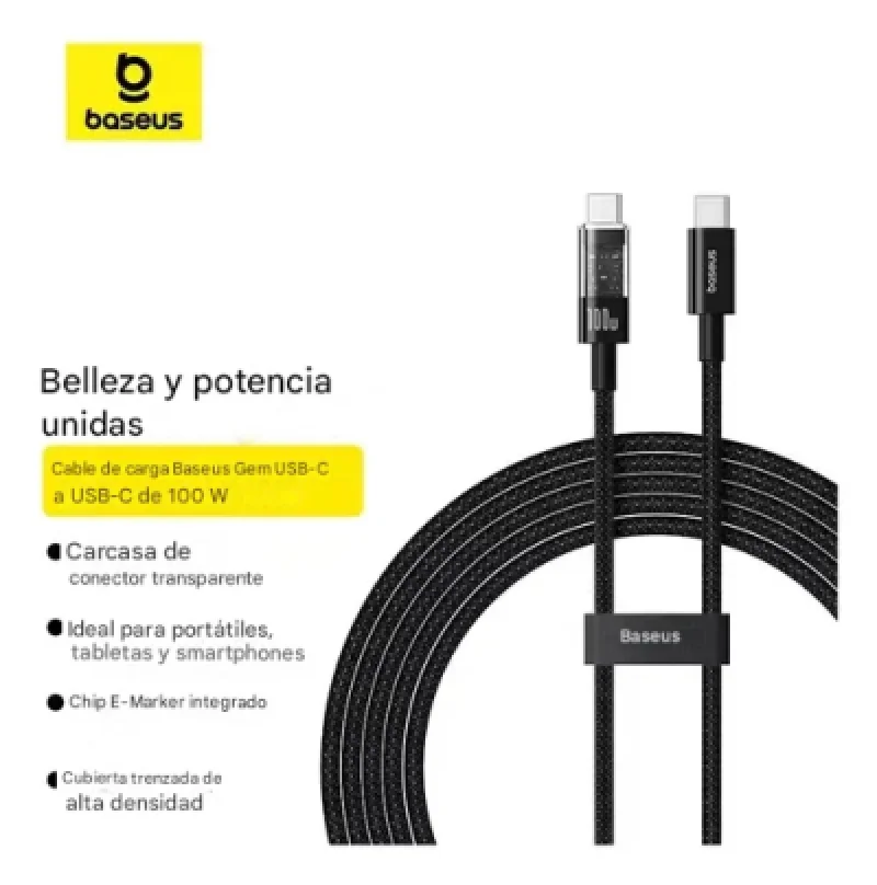 Cable Baseus USB C a USB C 100W