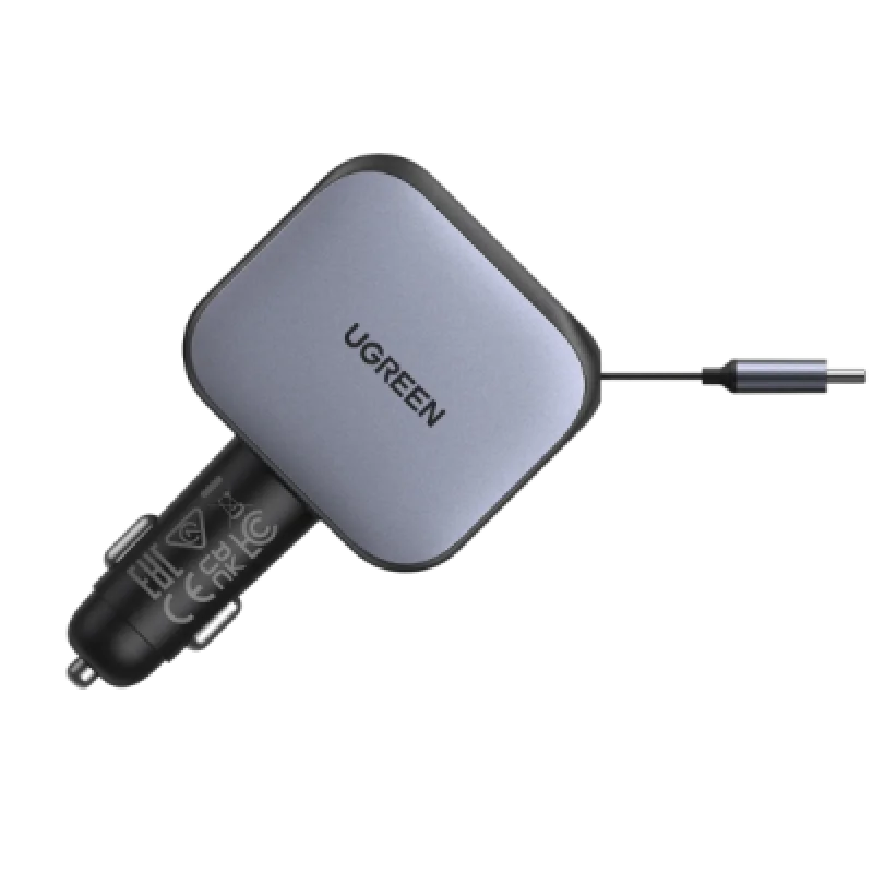 Cargador de coche UGREEN EC603 90W con cable retráctil