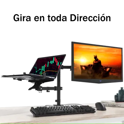 Soporte para Monitor y Laptop Klip Xtreme KMM-301 13” a 32” Brazo Giratorio Vertical y Horizontal