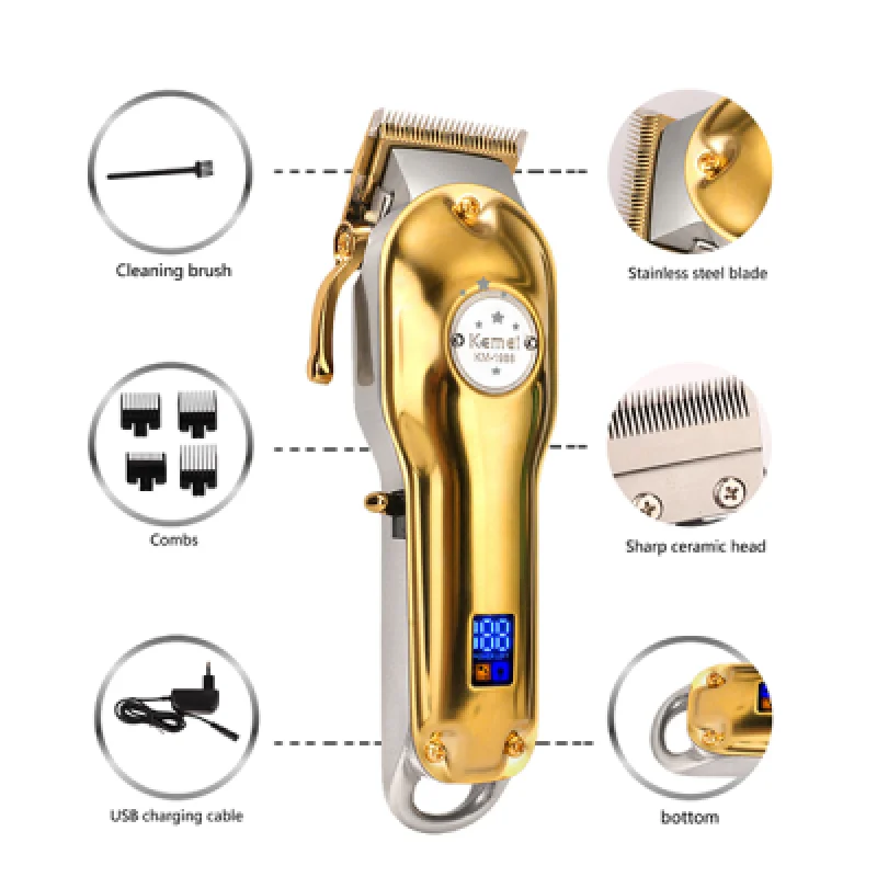 Máquina de Cortar Cabello Profesional KEMEI KM 1986 | Cortes Precisos Potencia y Autonomía Inigualables