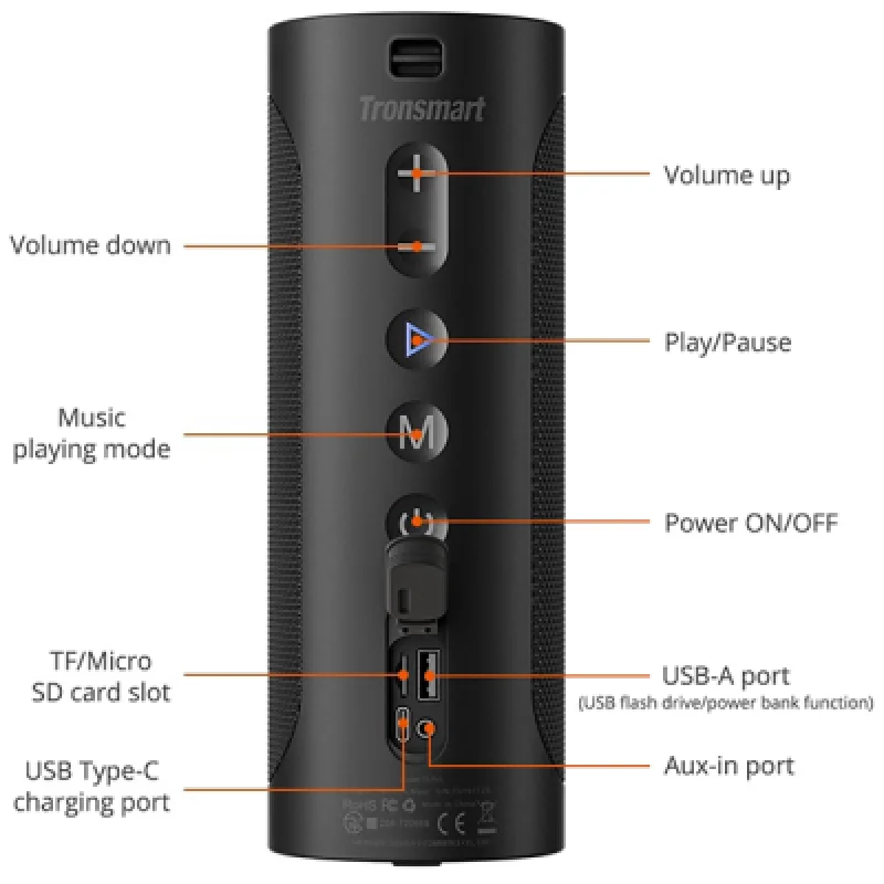 Altavoz Bluetooth Tronsmart T6 Pro | Sonido potente y Banco de Energía Incorporada