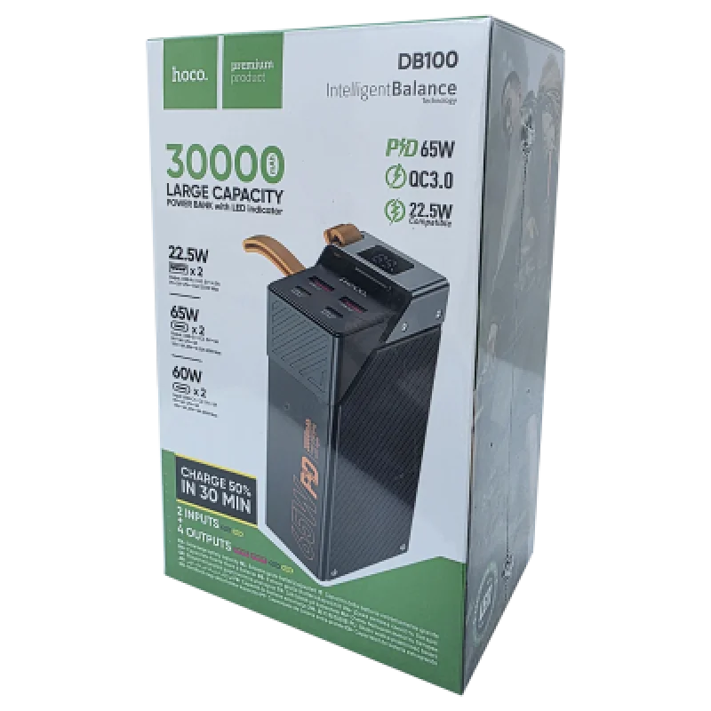 Power Bank Hoco DB100 30000mAh 65W Carga Laptop