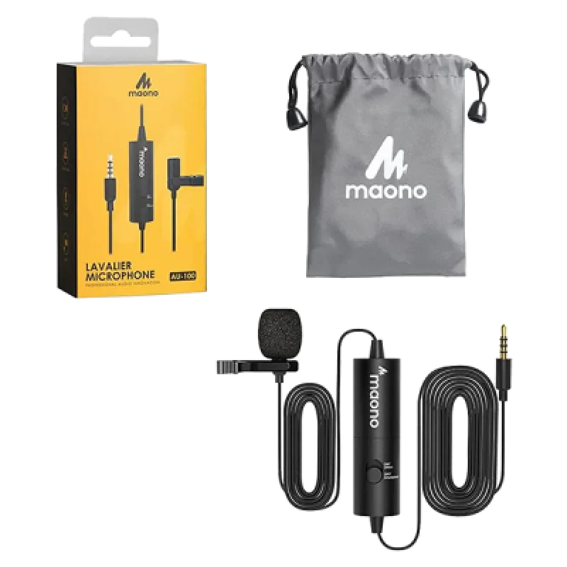 Micrófono de Solapa Maono AU 100🎙️ | Lavalier 3.5mm Cable 6m para Móvil y Cámara 📷