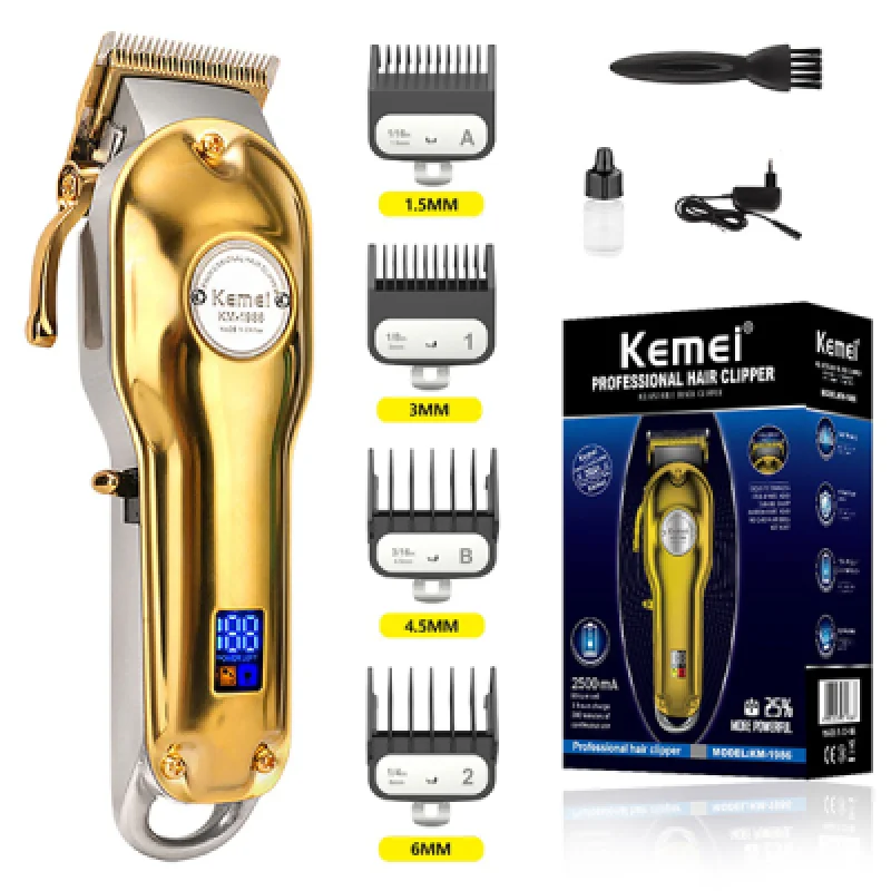 Máquina de Cortar Cabello Profesional KEMEI KM 1986 | Cortes Precisos Potencia y Autonomía Inigualables