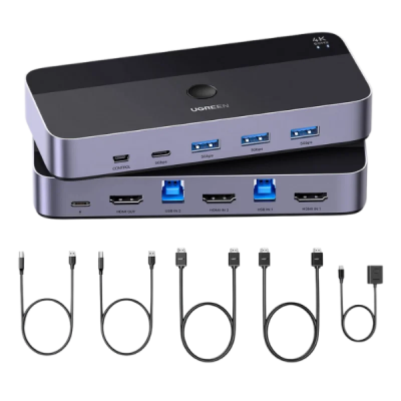 Conmutador Ugreen CM664 HDMI KVM Switch 2 en 1   Negro