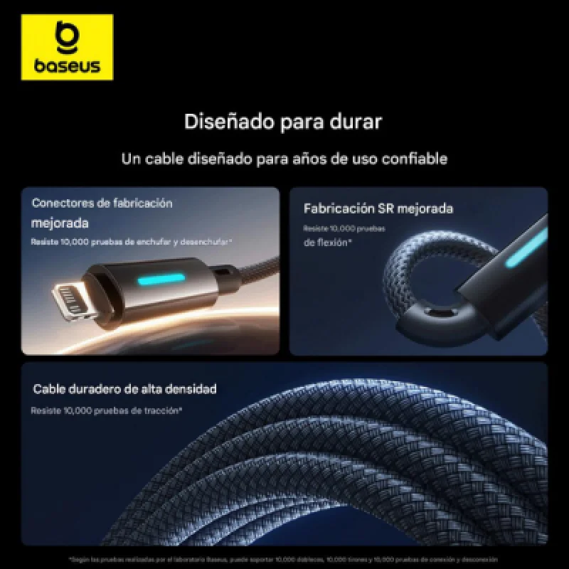 Cable Baseus USB A a Lightning 20W de 2 Metros con Carga Rápida⚡