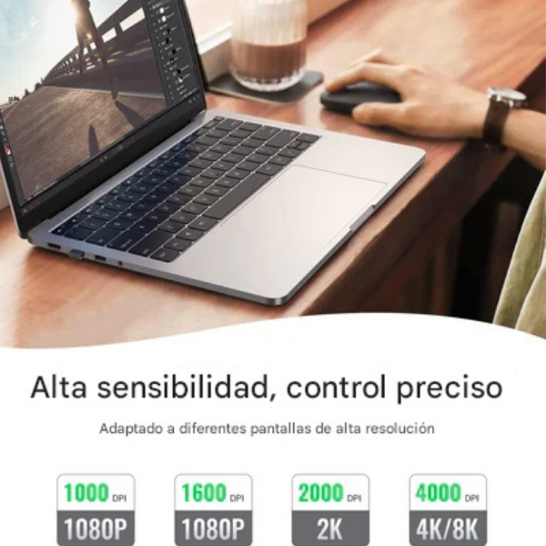Mouse UGREEN 90372 Inalámbrico 2.4GHz – 4000 DPI, Silencioso y Portátil