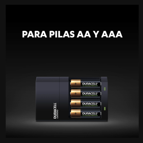 Pilas Recargables Duracell con Cargador Hi-Speed AA y AAA