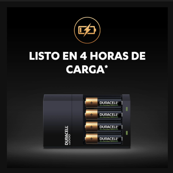 Pilas Recargables Duracell con Cargador Hi-Speed AA y AAA