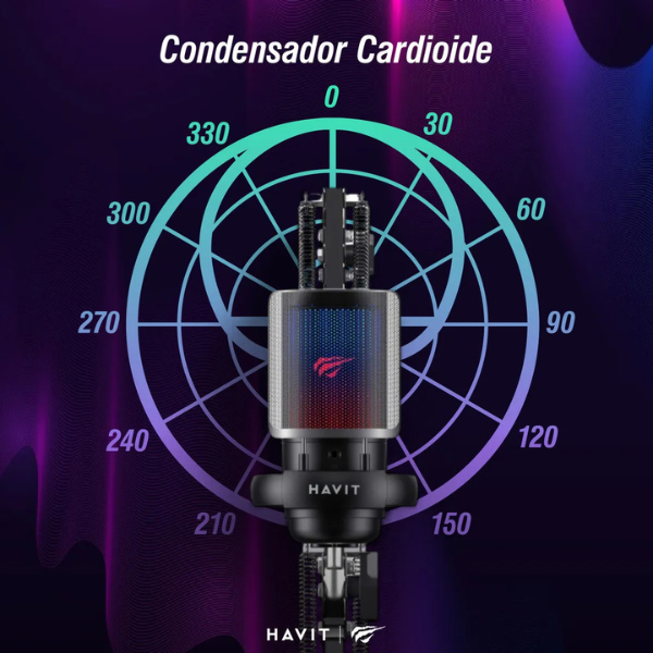 Micrófono Havit GK50 Pro RGB USB para Gaming y Streaming