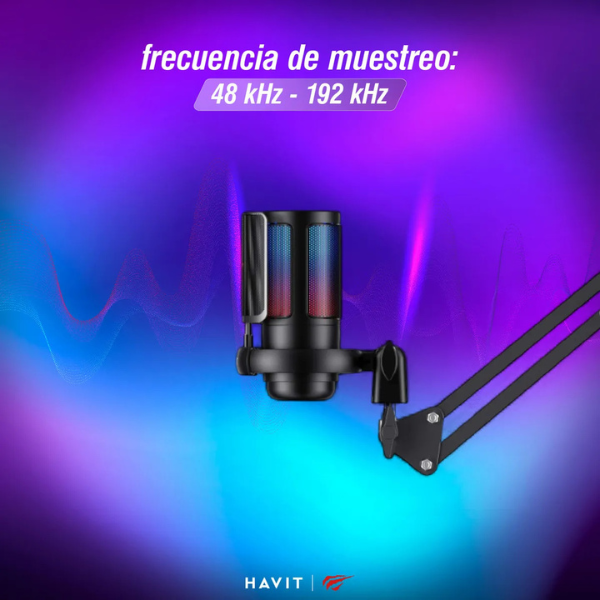 Micrófono Havit GK50 Pro RGB USB para Gaming y Streaming