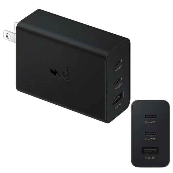 Adaptador Samsung Trio 65W – Cargador superrápido de 3 puertos
