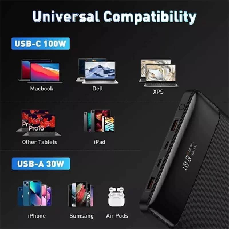 Batería Externa Power Bank Baseus 100W 20000mAh | Carga Rápida para Celulares