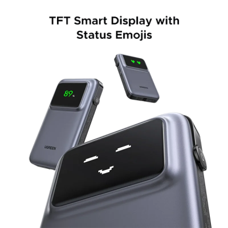 Cargador Portátil Ugreen 10000mAh 30W con Cable USB C🔋 Pantalla TFT ⚡Compacto y Rápido para iPhone y Android