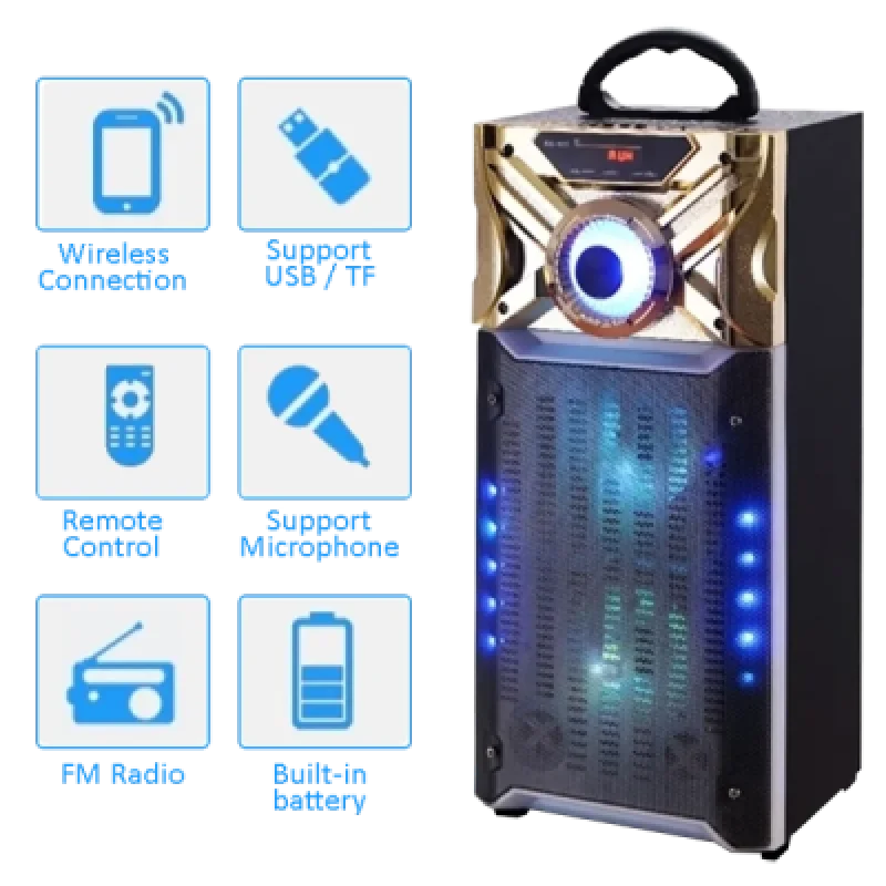 Parlante Karaoke Bluetooth Hifi RX 525 Portátil con Luces RGB USB Micro SD y AUX | Potente Sonido para Fiestas