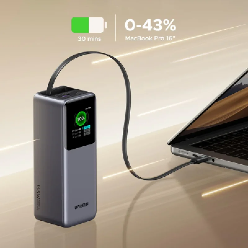Power Bank Ugreen Nexode 20000mAh 165W USB-C Retráctil | Carga Rápida⚡