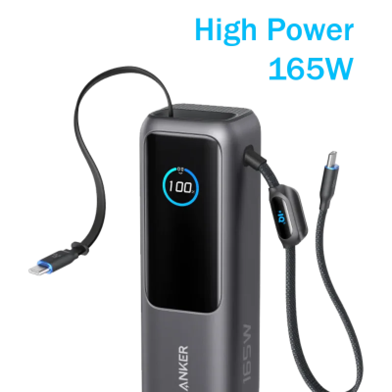 Power Bank Anker 25000mAh 165W Carga Rápida Cable USB-C Integrado