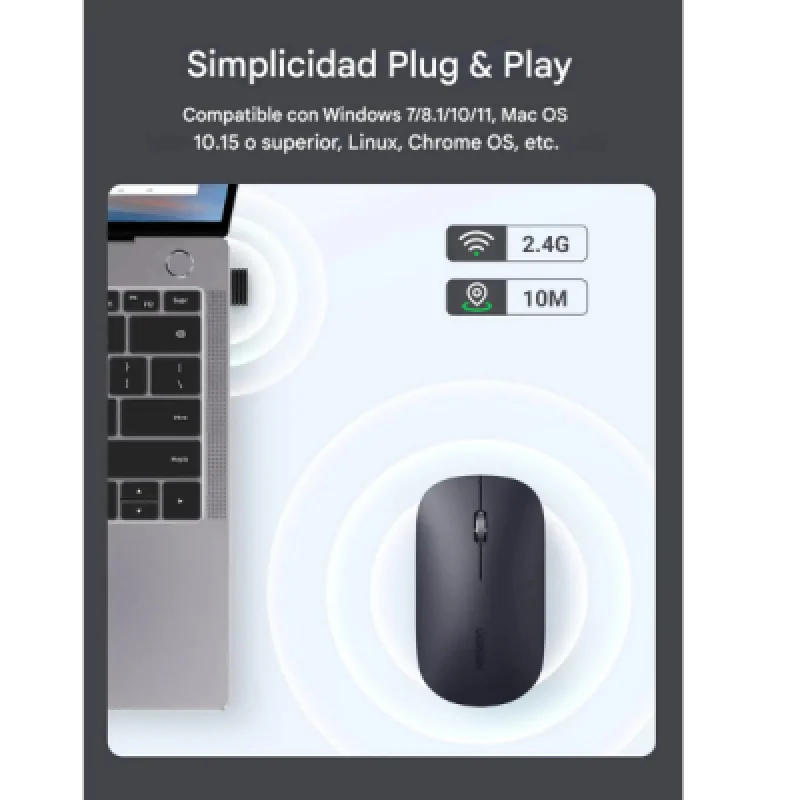 Mouse UGREEN 90372 Inalámbrico 2.4GHz – 4000 DPI Silencioso y Portátil