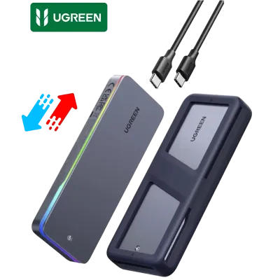 Case SSD M.2 Ugreen CM777 20Gbps USB-C RGB NVMe y SATA hasta 8TB