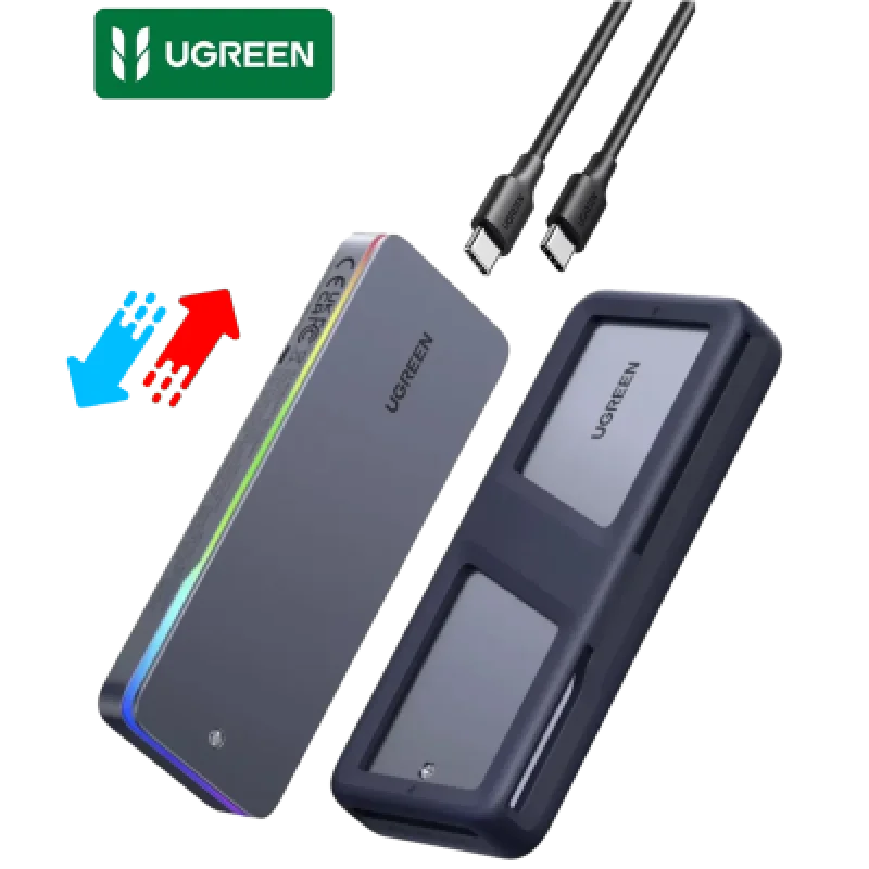 Case SSD M.2 Ugreen CM777 20Gbps USB-C RGB NVMe/SATA