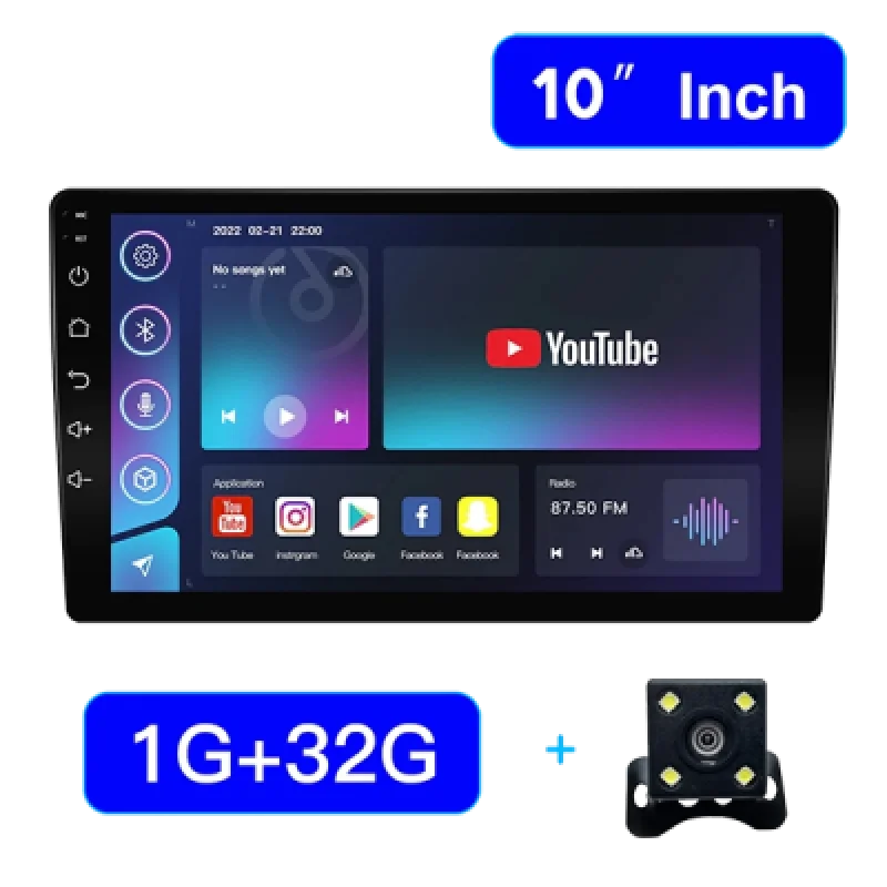 Auto Radio Android 1 Din 10 Pulgadas con 1GB RAM + Cámara Reversa para Auto | Conectividad Total y Seguridad